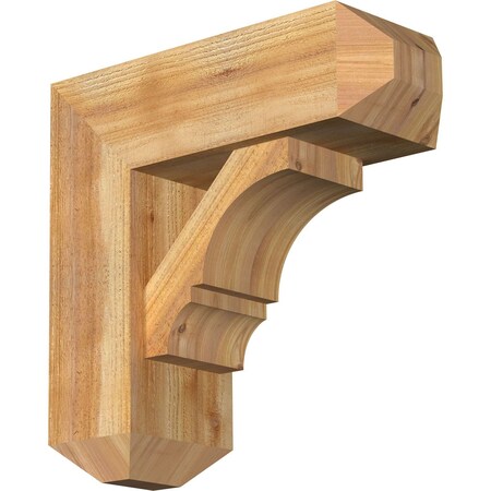 Ekena Millwork Balboa Craftsman Rough Sawn Bracket w/ Offset Brace, Western Red Cedar, 8"W x 22"D x 22"H BKT0806X22X22BOA04RWR